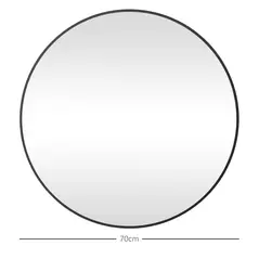 HOMCOM Round Bathroom Mirror, 70 x 70cm Steel Framed Wall Mirror, Decorative Mirror for Bedroom, Living Room, Entryway, Black - 3