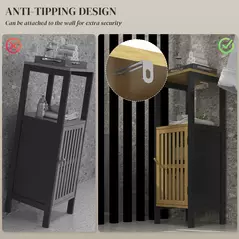 HOMCOM Bamboo-Blend Retro Cut-Out Bathroom Storage Unit, with Cupboard - 8