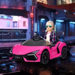 AIYAPLAY Lamborghini Revuelto Licensed 12V Ride on Car w/ Butterfly Doors, Transport Wheels, Suspension, Remote Control, Pink - 2