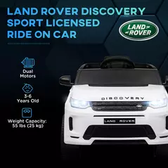 AIYAPLAY Licensed Land Rover Discovery Sport, 12V Kids Ride on Car w/ Remote Control, Lights, Music, Horn, for 3-6 Years, White - 4