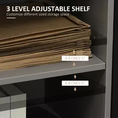 HOMCOM Freestanding Printer Stand Unit Office Desk Side Mobile Storage w/ Wheels 3 Drawers, 2 Open Shelves Modern Style 80L x 40W x 65H cm - Grey - 5