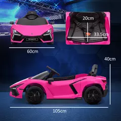 AIYAPLAY Lamborghini Revuelto Licensed 12V Ride on Car w/ Butterfly Doors, Transport Wheels, Suspension, Remote Control, Pink - 3
