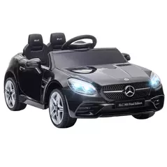 HOMCOM Benz SLC 300  Licensed 12V Kids Electric Ride On, with Music, Remote Control, LED Headlights, Horn, Black - 1