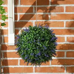 HOMCOM Set of 2 Artificial Plant Topiary Balls, UV-protected Fake Decorative Plants, Purple - 8