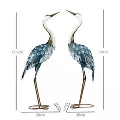 Outsunny Crane Garden Ornaments, 2 PCS Steel Garden Statue Set Gifts, Water and Rust Resistant Sculptures for Patio Pond Landscape Decoration, Multi-Colour - 3