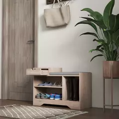 HOMCOM Multi-Compartment Shoe Bench, with Seat - Grey - 7