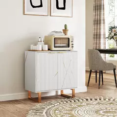 HOMCOM Elegant Storage Sideboard - White/Gold-Tone - 9