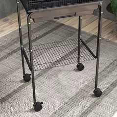 PawHut Bird Cage Budgie Cages for Finch Canary Parakeet with Stand Wheels Slide-out Tray Accessories Storage Shelf, Black - 9