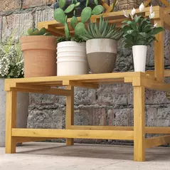 Outsunny Wooden Plant Stand, with Trellis - Natural Finish - 9