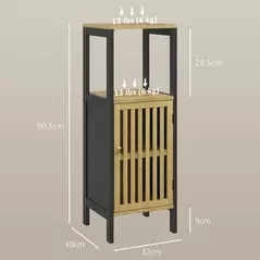 HOMCOM Bamboo-Blend Retro Cut-Out Bathroom Storage Unit, with Cupboard - 3
