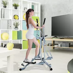 HOMCOM Air Walker Glider, Cross Trainer Fitness Machine, with LCD, for Home Gym, Grey - 2