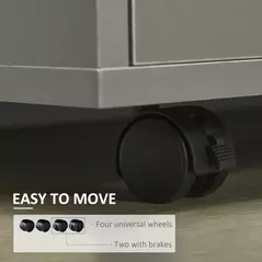 HOMCOM Freestanding Printer Stand Unit Office Desk Side Mobile Storage w/ Wheels 3 Drawers, 2 Open Shelves Modern Style 80L x 40W x 65H cm - Grey - 6