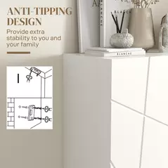 HOMCOM Narrow Shoe Storage Cabinet with Soft-Close Hinges and Adjustable Shelves for 15-20 Pairs of Shoes, White - 8