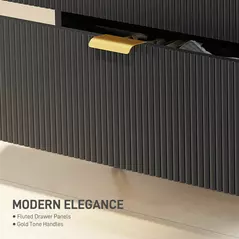 HOMCOM Elegant Four-Drawer Bedside Table - Black - 5