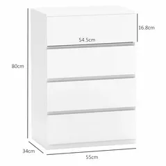 HOMCOM Chest of Drawers, 4-Drawer Storage Cabinets, Modern Dresser, Storage Drawer Unit for Bedroom - 3