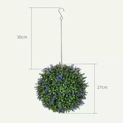 HOMCOM Set of 2 Artificial Plant Topiary Balls, UV-protected Fake Decorative Plants, Purple - 3