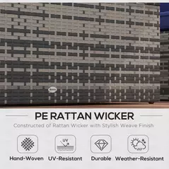 Outsunny 6 Pieces Rattan Garden Furniture Set, 7 Seater Wicker Outdoor Furniture Set with Storage Tea Table & Side Table, Sectional Garden Sofa Set with Cushions, Navy Blue - 4