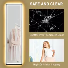 HOMCOM 150 x 40cm Full Length Mirror, with Adjustable Lights - Black - 8