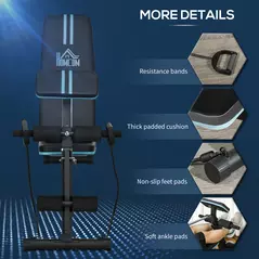 HOMCOM Foldable Weight Bench, Adjustable Strength Training Sit Up Ab Bench, Incline/Decline, Blue - 8