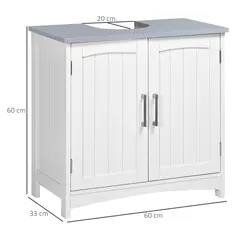 kleankin Pedestal Under Sink Cabinet with Double Doors, Modern Bathroom Vanity Unit, Storage Cupboard with Adjustable Shelves, White - 3