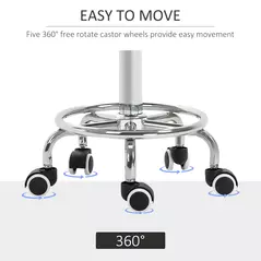 Vinsetto Round Rolling Stool, PU Leather Height Adjustable Stool Chair with Wheels and Swivel Seat for Salon, Massage, Spa, Home Kitchen, Black - 7