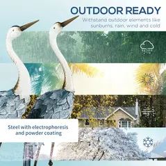 Outsunny Crane Garden Ornaments, 2 PCS Steel Garden Statue Set Gifts, Water and Rust Resistant Sculptures for Patio Pond Landscape Decoration, Multi-Colour - 5