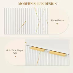 HOMCOM Elegant Storage Sideboard - White/Gold-Tone - 8