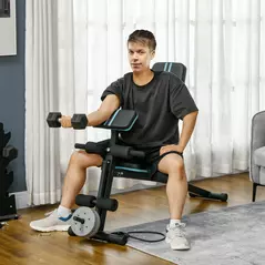 HOMCOM Foldable Weight Bench, Adjustable Strength Training Sit Up Ab Bench, Incline/Decline, Blue - 2