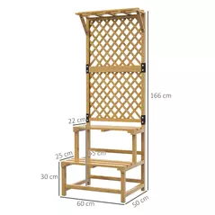 Outsunny Wooden Plant Stand, with Trellis - Natural Finish - 3