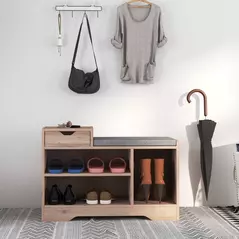 HOMCOM Multi-Compartment Shoe Bench, with Seat - Grey - 2