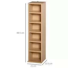 HOMCOM 204 CD Media Display Shelf Unit Set of 2 Blu-Ray Tower Rack w/ Adjustable Shelves Bookcase Storage Organiser, Natural Wood Colour - 3