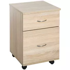 HOMCOM Two Drawer Filing Cabinet with Wheels- Oak - 1