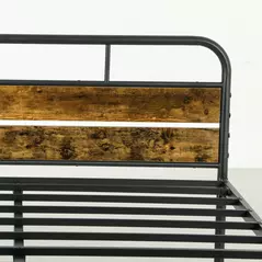 HOMCOM Industrial-Style Double Bed Frame - Black/Brown - 9