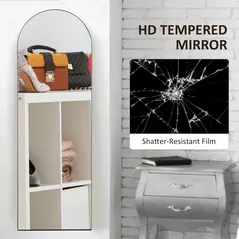 HOMCOM 150cm Arched Full Length Mirror - Black - 5