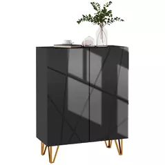 HOMCOM Narrow Shoe Storage Cabinet with Soft-Close Hinges and Adjustable Shelves for 15-20 Pairs of Shoes, Black - 1