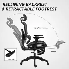 HOMCOM Multi-Adjustable Mesh Office Chair - Black - 6