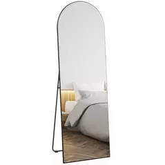 HOMCOM 150cm Arched Full Length Mirror - Black - 1