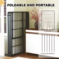 PawHut Six-Panel Dog Playpen with Door, for Large Dogs, Indoors, Outdoors, 100cm Tall, Black - 6