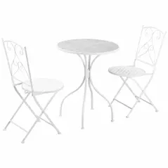 Outsunny Three-Piece Metal Bistro Set - White - 1