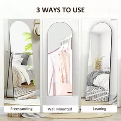 HOMCOM 150cm Arched Full Length Mirror - Black - 6