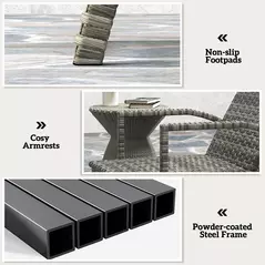 Outsunny Reclining Rattan Lounger, with Extending Footrest - Grey - 7