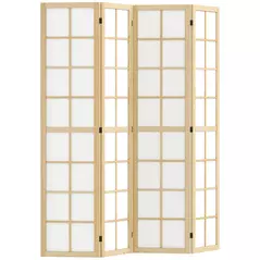 HOMCOM 4 Panel Folding Room Divider, Freestanding Room Separator, Indoor Privacy Screen for Living Room, Bedroom, 160 x 170cm - 1