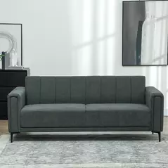 HOMCOM Three-Seater Relaxed Modern Sofa - Grey - 7