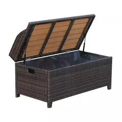 Outsunny 130 L Rattan Garden Storage Box, with Seat - Mixed Brown - 8