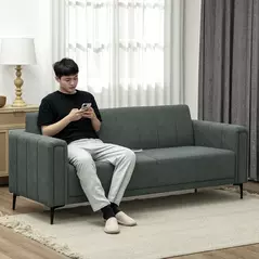 HOMCOM Three-Seater Relaxed Modern Sofa - Grey - 2