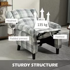 HOMCOM 160° Reclining Armchair, with Footrest - Grey - 6