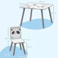 ZONEKIZ Kids Table and Chair Set, Toddler Table with 2 Chairs, Toddler Furniture Set, for Ages 3-8 Years - Grey - 3
