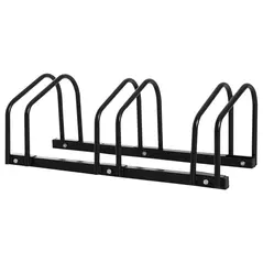 HOMCOM Bike Stand Parking Rack Floor or Wall Mount Bicycle Cycle Storage Locking Stand (3 Racks, Black) - 1