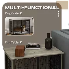 PawHut Indoor Dog Crate Furniture End Table w/ Plush Washable Cushion, Lockable Door, for Medium Dogs - 5
