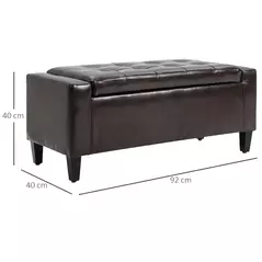 HOMCOM PU Leather Storage Ottoman Bench Storage Chest Tufted Ottoman Cube w/ Flipping Top 92L x 40W x 40H cm Brown - 3